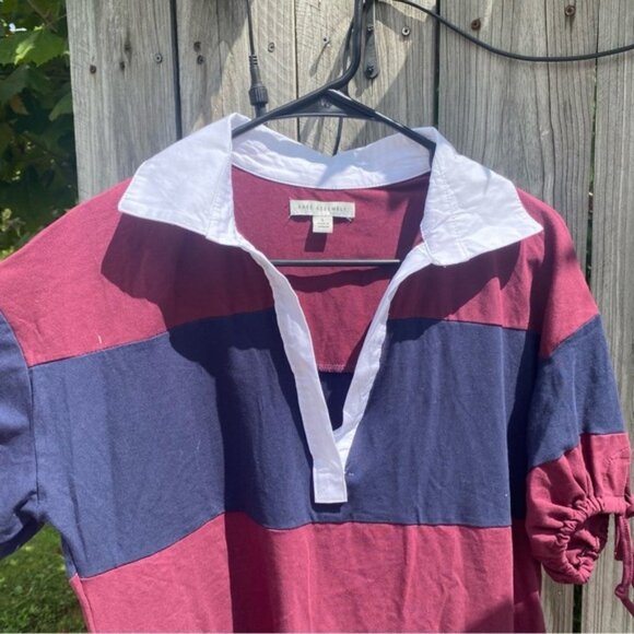 Free Assembly Preppy Chic Navy and Burgundy Striped Mini Dress size L - Picture 3 of 9